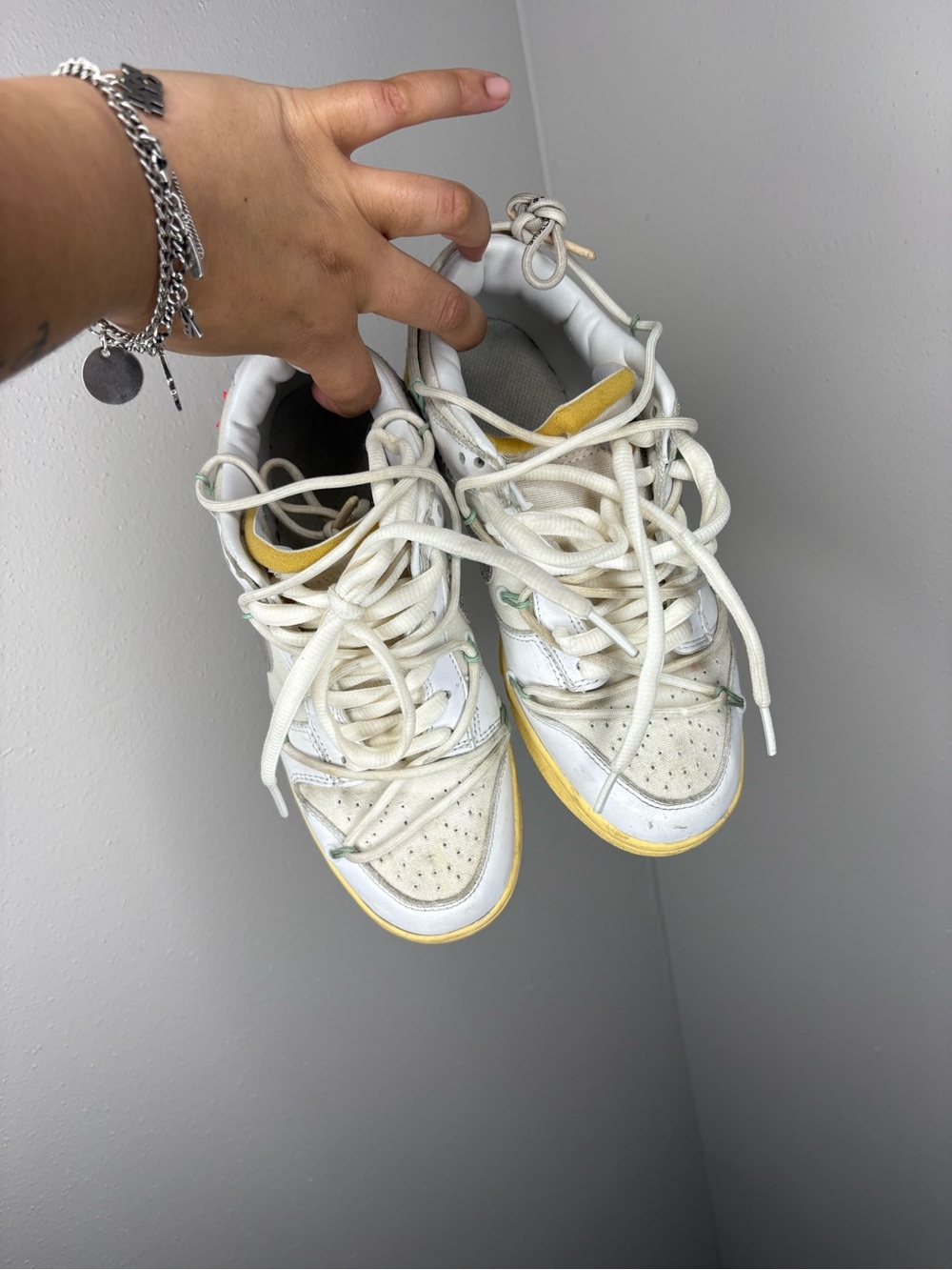 Nike Women's White Sneakers with Yellow Accents